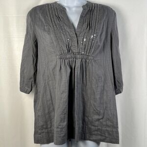 CALVIN KLEIN V-Neck 3/4 Sleeves Sequin Gray‎ Blouse Top Women's Size Medium